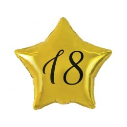 Balon foliowy 18 gwiazda złota, nadruk czarny 19cal Godan (FG-G18Z)