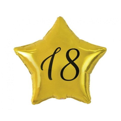 Balon foliowy 18 gwiazda złota, nadruk czarny 19cal Godan (FG-G18Z) Balon foliowy 18 gwiazda złota, nadruk czarny 19cal Godan (FG-G18Z)