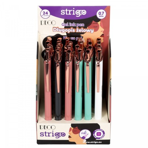 Długopis żelowy DECO wkład niebieski 0,7mm Strigo (SSC461)