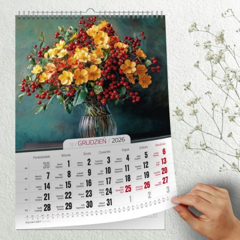 Kalendarz ścienny 16 stron wieloplanszowy A3 Press (Bukiety)