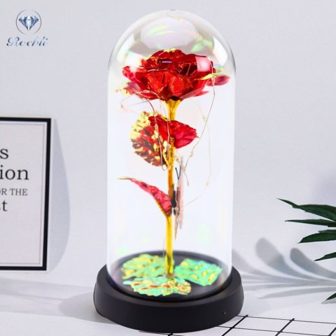 Gadżet Wieczna Róża W Szle Kryształowa Oświetlenie LED Motylek Czerwona 21x11cm Lean (21306) Gadżet Wieczna Róża W Szle Kryształowa Oświetlenie LED Motylek Czerwona 21x11cm Lean (21306)
