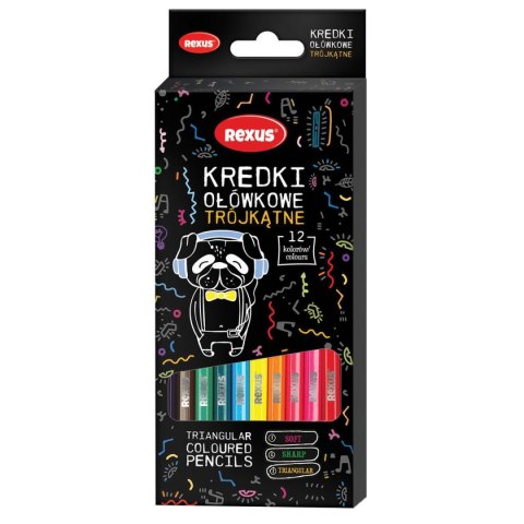 Kredki ołówkowe Rexus Teens trójkątne 12 kol. Rexus Kredki ołówkowe Rexus Teens trójkątne 12 kol. Rexus