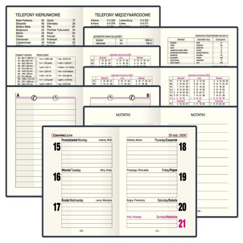 Kalendarz książkowy (terminarz) kieszonkowy A7 Press (tygodniowy)