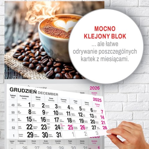 Kalendarz ścienny PREMIUM trójdzielny A4 Press (KAWA)