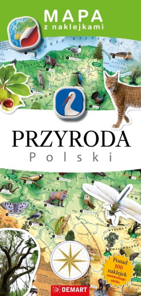 Książeczka edukacyjna Mapy z naklejkami. Przyroda Polski Demart Książeczka edukacyjna Mapy z naklejkami. Przyroda Polski Demart