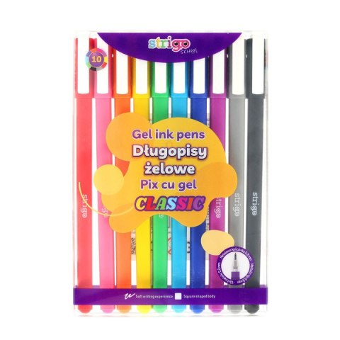 Długopis żelowy CLASSIC żelowy 10kol mix 0,8mm Strigo (SSC427) Długopis żelowy CLASSIC żelowy 10kol mix 0,8mm Strigo (SSC427)