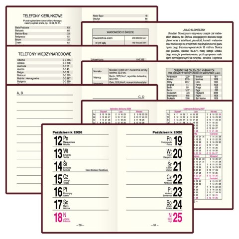 Kalendarz książkowy (terminarz) kieszonkowy A7 Press (tygodniowy)