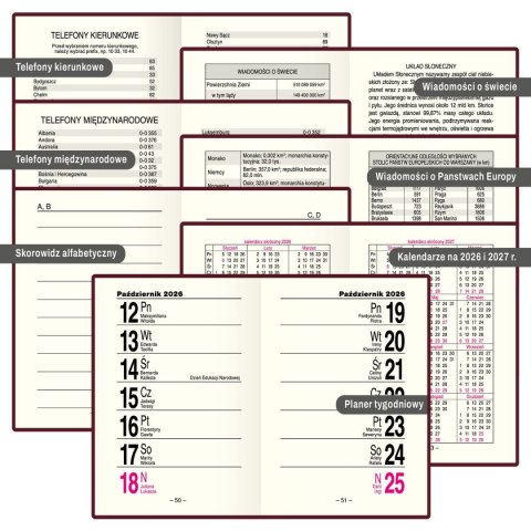 Kalendarz książkowy (terminarz) kieszonkowy A7 Press (tygodniowy)