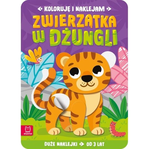 Książka dla dzieci Koloruję i naklejam. Zwierzątka w dżungli. Duże naklejki od 3 lat Aksjomat Książka dla dzieci Koloruję i naklejam. Zwierzątka w dżungli. Duże naklejki od 3 lat Aksjomat