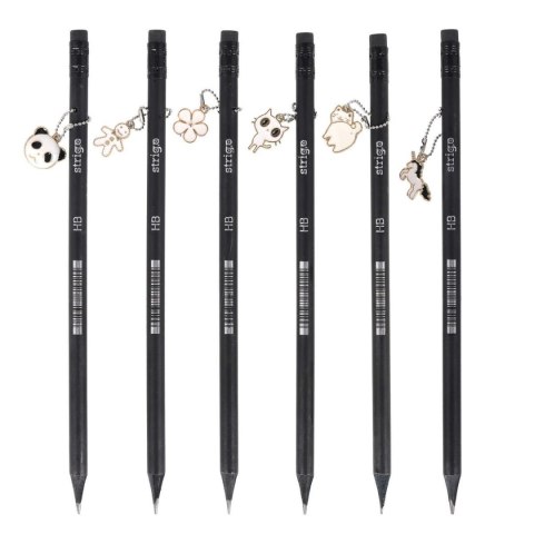 Ołówek z czarnego drewna z gumką HB Strigo (SSC385)