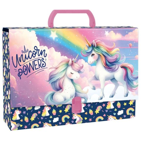 Teczka z szerokim grzbietem na zatrzask JEDNOROŻEC A4 mix Derform (TRGJR16)