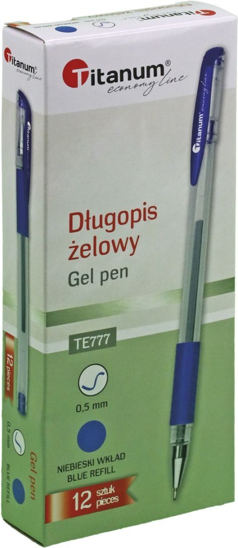 Długopis żelowy niebieski 0,5mm Titanum (GPGBLUE ECONOMY) Długopis żelowy niebieski 0,5mm Titanum (GPGBLUE ECONOMY)