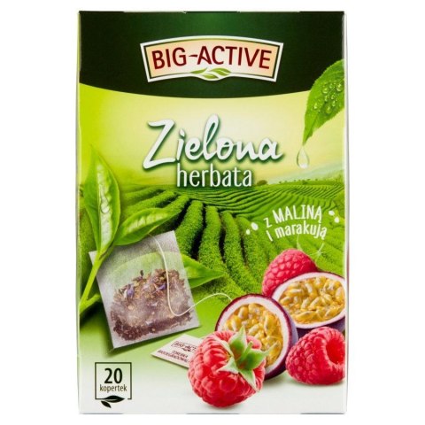 Herbata zielona malina z marakują 20 saszetek Big Active Herbata zielona malina z marakują 20 saszetek Big Active