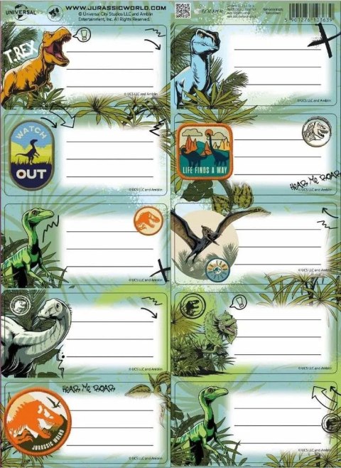Naklejka na zeszyt Jurassic park Beniamin Naklejka na zeszyt Jurassic park Beniamin