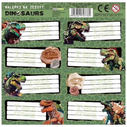 Naklejka na zeszyt Dinozaur Derform (NNZDN20) Naklejka na zeszyt Dinozaur Derform (NNZDN20)