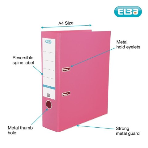 Segregator dźwigniowy 8 cm Pro+ A4 80mm różowy Elba (100023300)