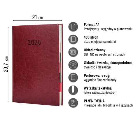 Kalendarz książkowy (terminarz) A4 Press (DZIENNY) Kalendarz książkowy (terminarz) A4 Press (DZIENNY)
