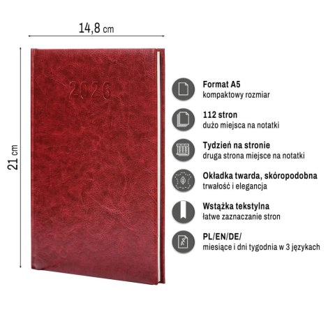 Kalendarz książkowy (terminarz) A5 Press (tygodniowy)