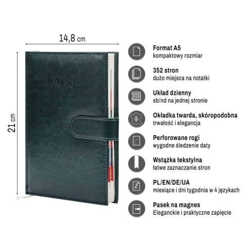 Kalendarz książkowy (terminarz) BUSINESS PREMIUM A5 Press (DZIENNY)