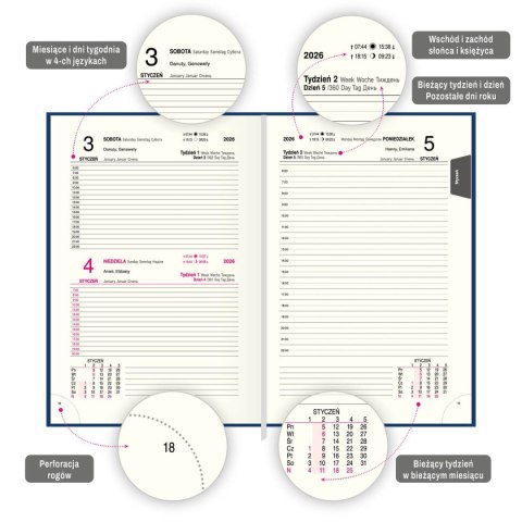 Kalendarz książkowy (terminarz) BUSINESS PREMIUM A5 Press (DZIENNY)