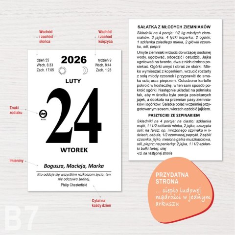 Kalendarz ścienny ZDZIERAK KULINARNY B7 Press