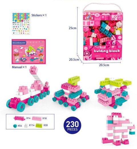 Klocki konstrukcyjne różowe 230 el. Lean (23507) Klocki konstrukcyjne różowe 230 el. Lean (23507)