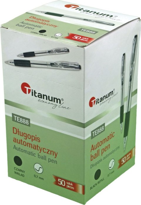 Długopis olejowy automatyczny czarny 0,7mm Titanum (BPGBLACK ECONOMY) Długopis olejowy automatyczny czarny 0,7mm Titanum (BPGBLACK ECONOMY)