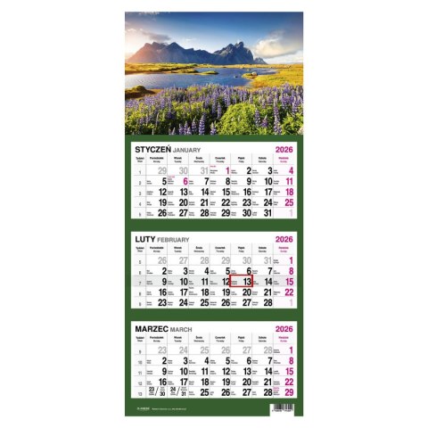 Kalendarz ścienny GÓRY 310mm x 790mm Press