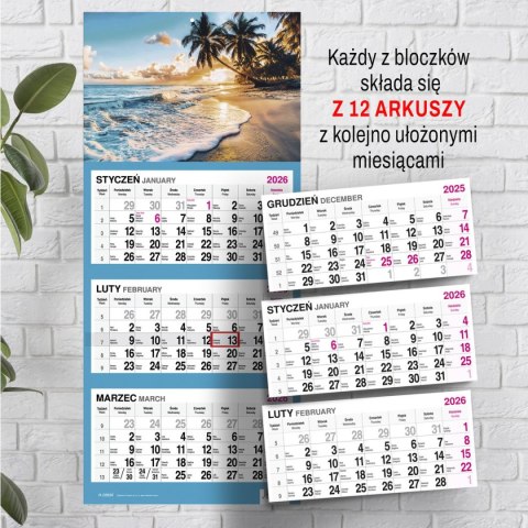 Kalendarz ścienny PALMY 310mm x 790mm Press