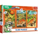 Puzzle Trefliki w świecie dinozaurów 3x80 el. Trefl (34888)