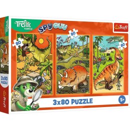 Puzzle Trefliki w świecie dinozaurów 3x80 el. Trefl (34888)