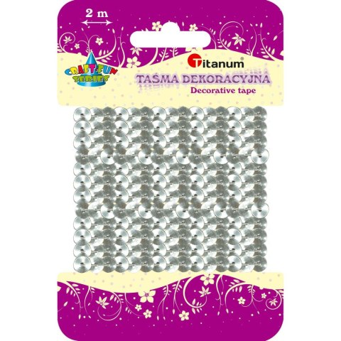 Taśma ozdobna Craft-Fun Series z cekinami 6x2 [mm x m] srebrna Titanum (363633)