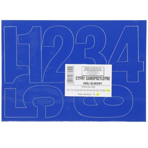 Cyfry samoprzylepne niebieskie Farro