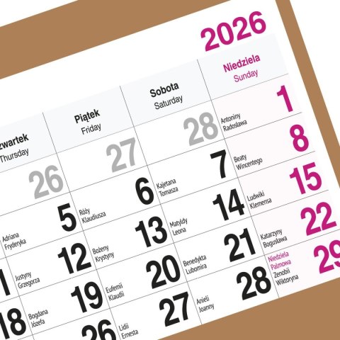 Kalendarz ścienny PIES A5 210mm x 450mm Press