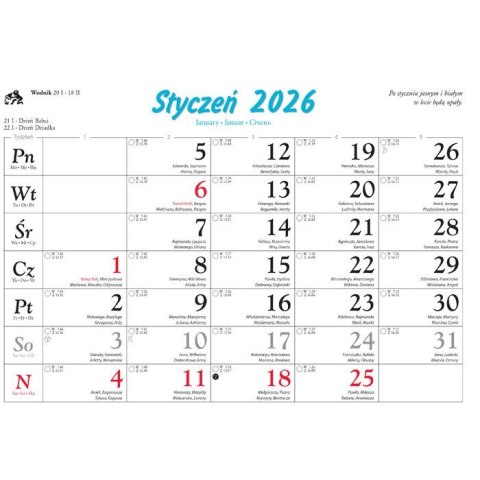 Kalendarz ścienny Tatry i Podhale rodzinny 2023 280mm x 200mm Lucrum (WL04)