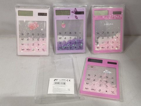 Kalkulator kieszonkowy przezroczysty z płynnym brokatem Adar (616950)