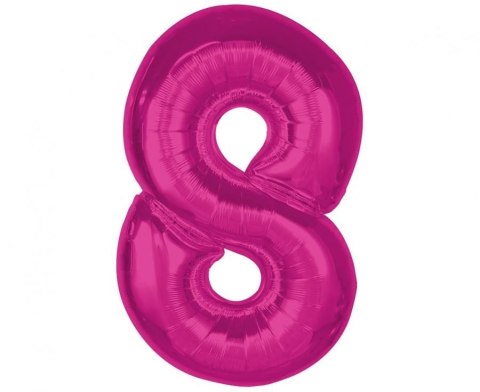 Balon foliowy Smart cyfra 8, różowa, 92 cm Godan (CH-S9R8) Balon foliowy Smart cyfra 8, różowa, 92 cm Godan (CH-S9R8)