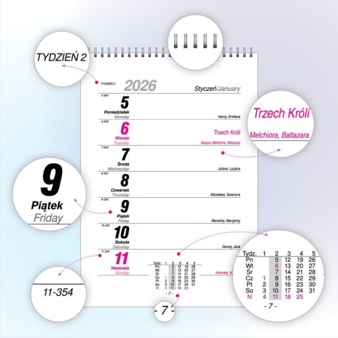 Kalendarz biurkowy A5 A5 Press (TYGODNIOWY)