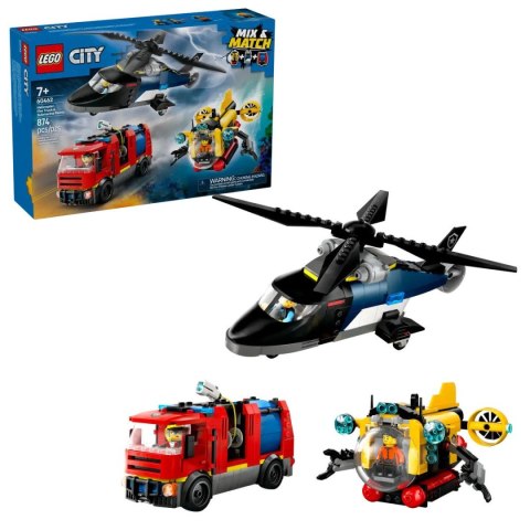 Klocki konstrukcyjne City Zestaw z helikopterem, wozem strażackim i łodzią podwodną Lego (60462) Klocki konstrukcyjne City Zestaw z helikopterem, wozem strażackim i łodzią podwodną Lego (60462)