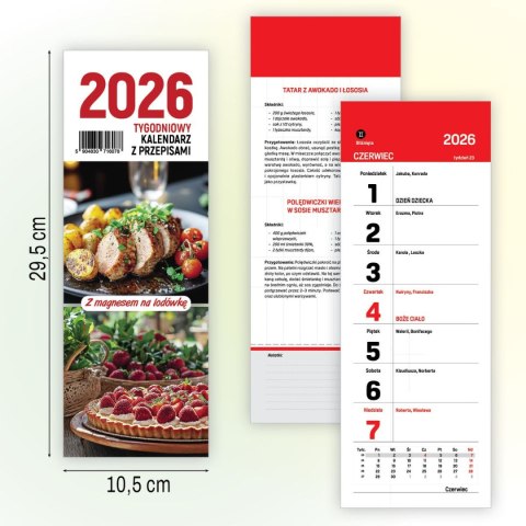 Kalendarz ścienny na lodówkę z magnesem 120mm x 270mm Press