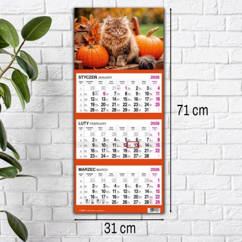 Kalendarz ścienny KOT 310mm x 790mm Press
