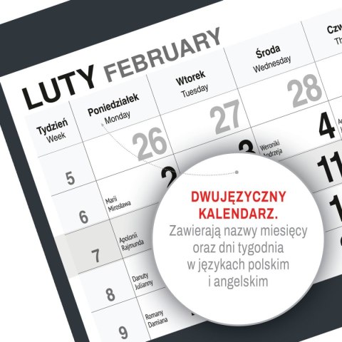 Kalendarz ścienny KOT A5 210mm x 450mm Press