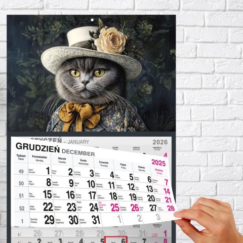 Kalendarz ścienny KOT A5 210mm x 450mm Press