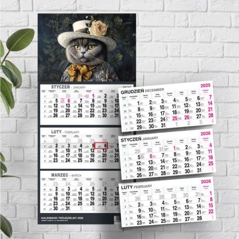 Kalendarz ścienny KOT A5 210mm x 450mm Press