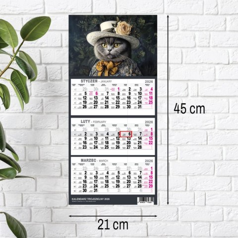 Kalendarz ścienny KOT A5 210mm x 450mm Press