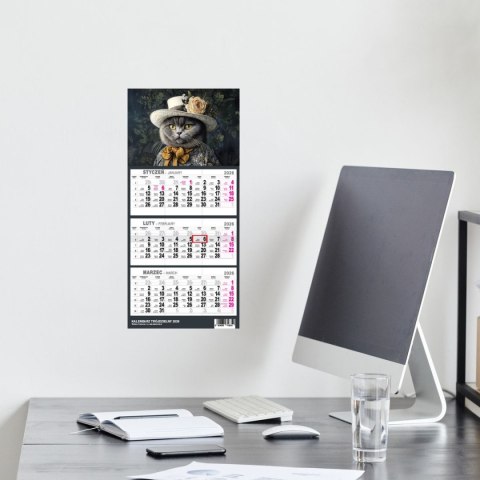 Kalendarz ścienny KOT A5 210mm x 450mm Press