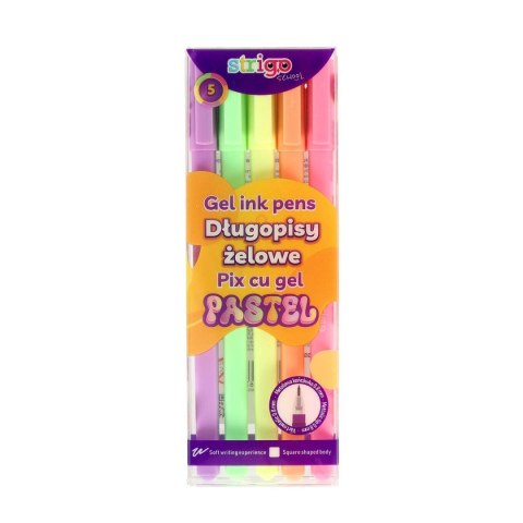 Długopis żelowy Pastel żelowy 5kol mix 0,8mm Strigo (SSC424) Długopis żelowy Pastel żelowy 5kol mix 0,8mm Strigo (SSC424)