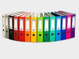 Segregator dźwigniowy fck A4 80mm żółty VauPe (080/08)