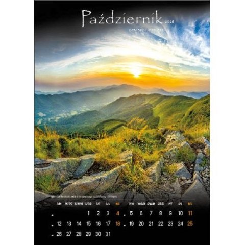 Kalendarz ścienny TAJEMNICZE BIESZCZADY WIELOPLANSZOWY 330mm x 500mm Jotan (WP127)