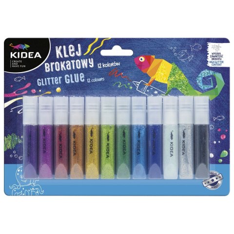 Klej w płynie brokatowy 12 kol. 6ml Kidea (KB12KA) Klej w płynie brokatowy 12 kol. 6ml Kidea (KB12KA)